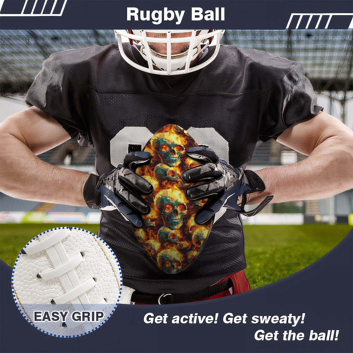 Flaming Skulls, Leather Rugby / Football