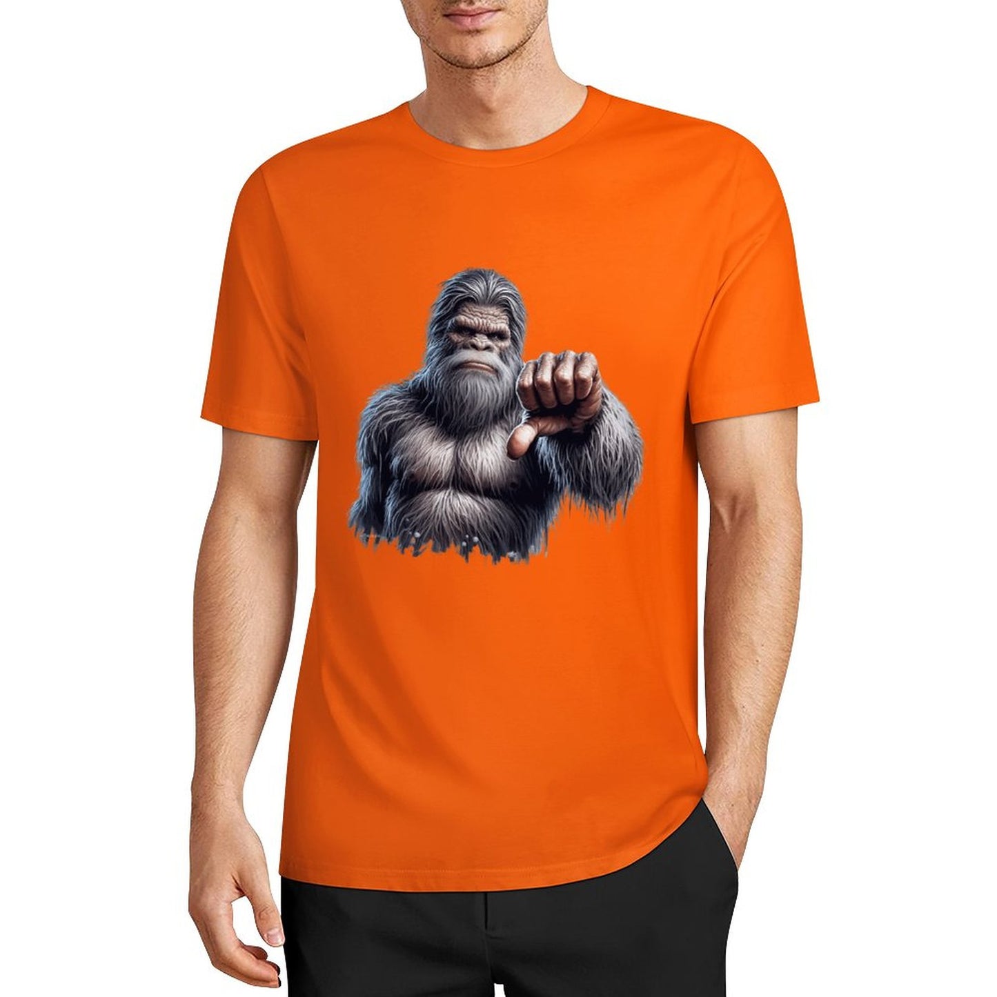 Bigfoot - Sasquatch Thumbs Down Short Sleeve Cotton T-Shirt