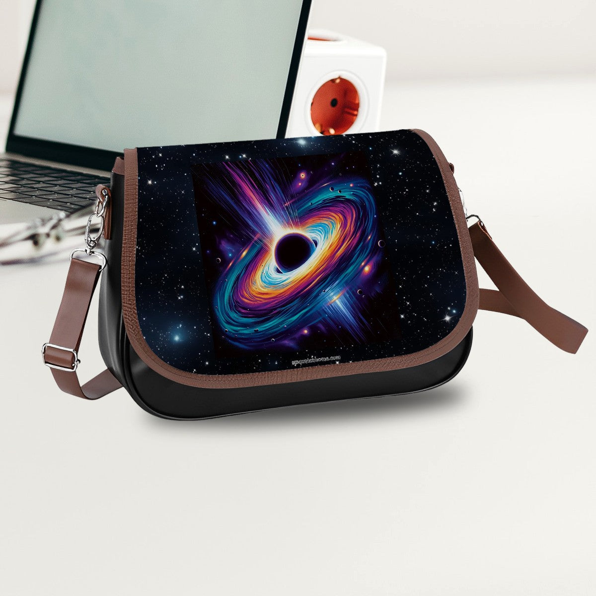 Black Hole, Leather Shoulder Bag / Purse