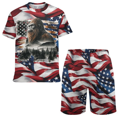 Patriot Bigfoot, Sasquatch, Children's T-shirt & Shorts Set