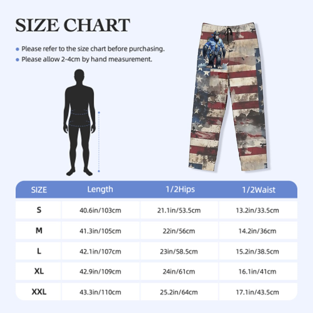 Bigfoot / Sasquatch Police Officer, Men’s Polyester, Drawstring, Pajama Pants