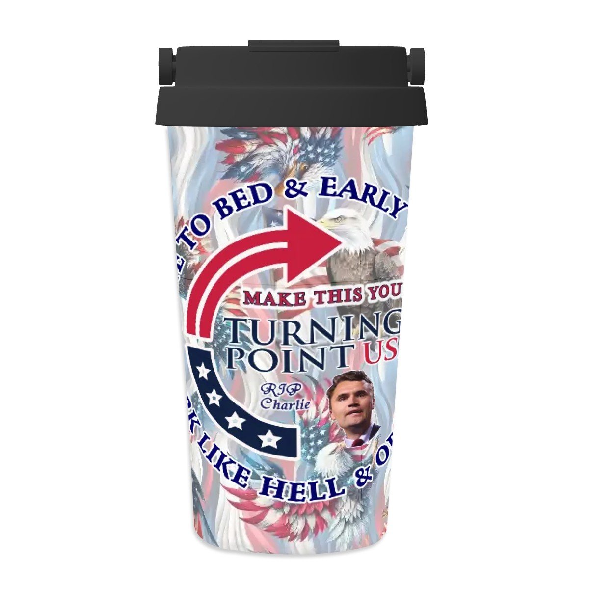 Charlie Kirk Memorial 17 oz Insulated Coffee Mug with Lid & Carrying Handle