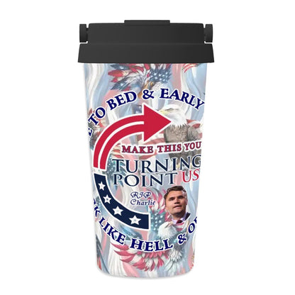 Charlie Kirk Memorial 17 oz Insulated Coffee Mug with Lid & Carrying Handle