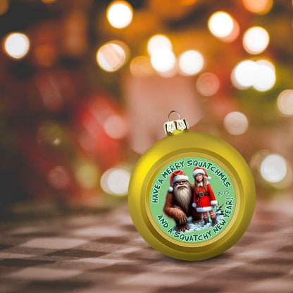 Bigfoot Sasquatch Santa, "Have a Merry Squatchmas..", Christmas Ball Ornaments