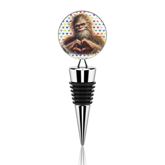 Bigfoot Sasquatch Heart Hands, Wine Bottle Stopper