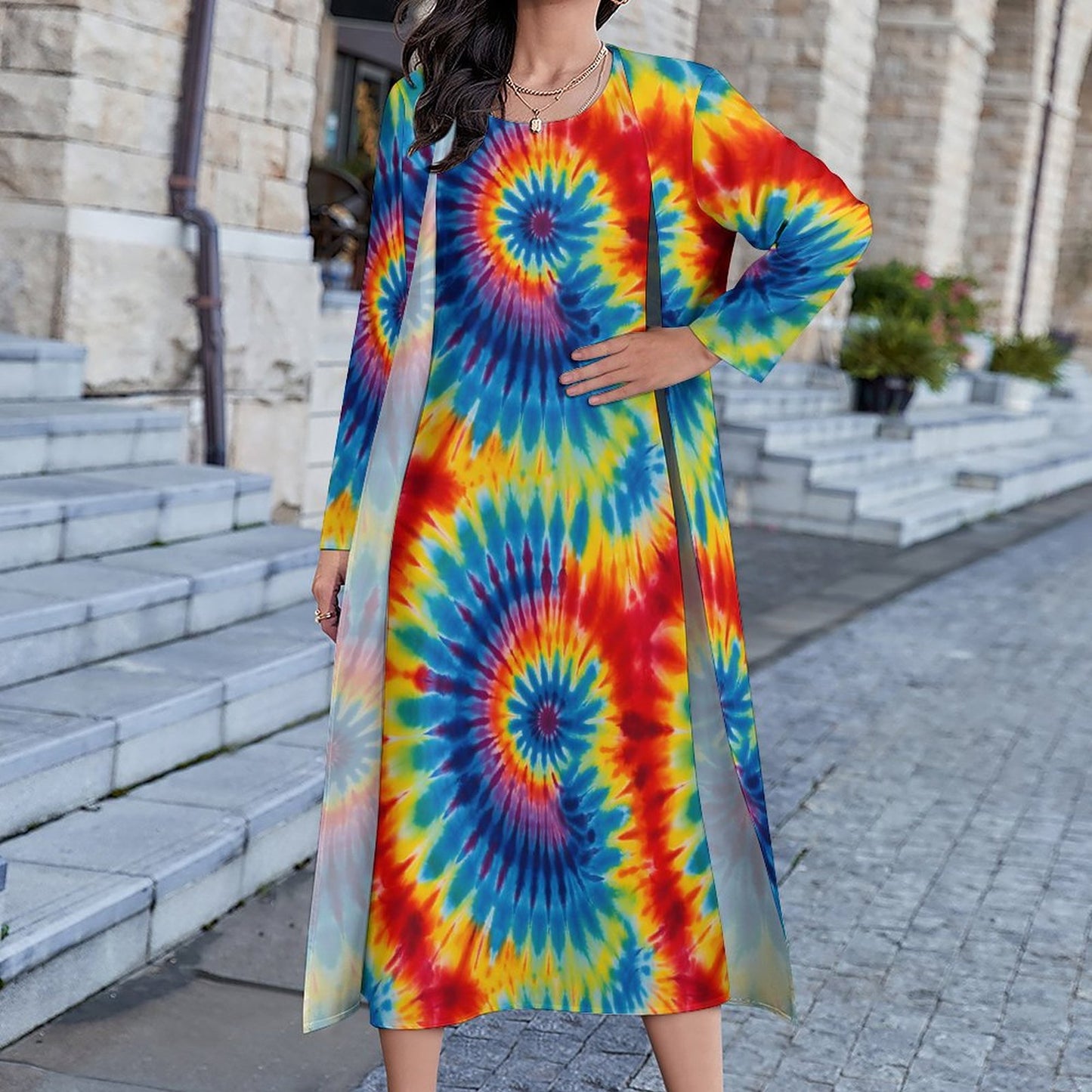 9 More Tie Dye Designs, Women’s Long Dress with Cardigan
