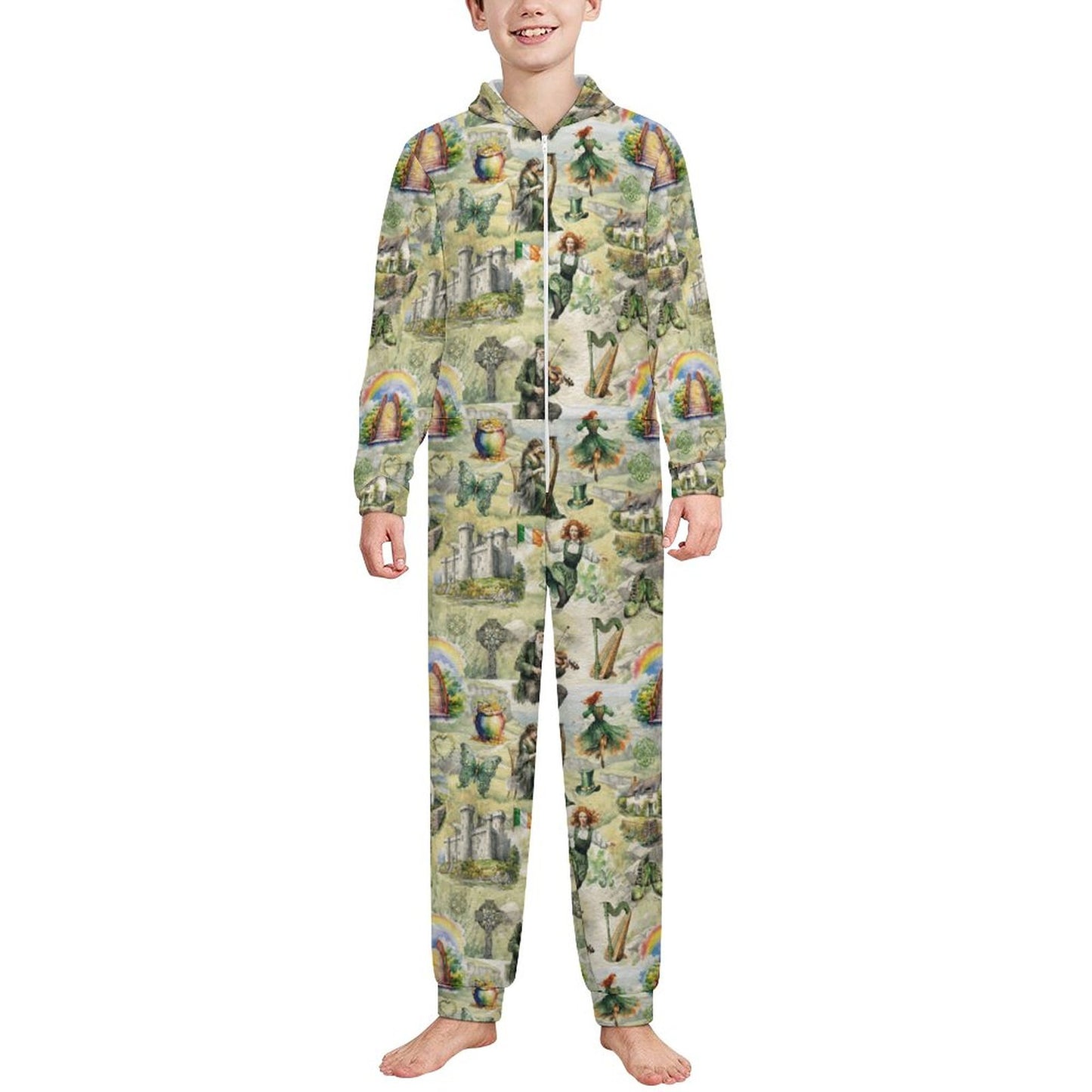 10 Misc Designs, Youth Flannel Footless Zip up Pajama Jumpsuit