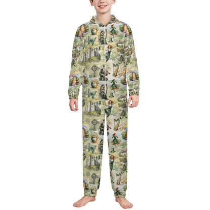 10 Misc Designs, Youth Flannel Footless Zip up Pajama Jumpsuit