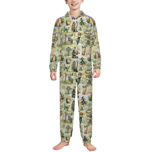 10 Misc Designs, Youth Flannel Footless Zip up Pajama Jumpsuit