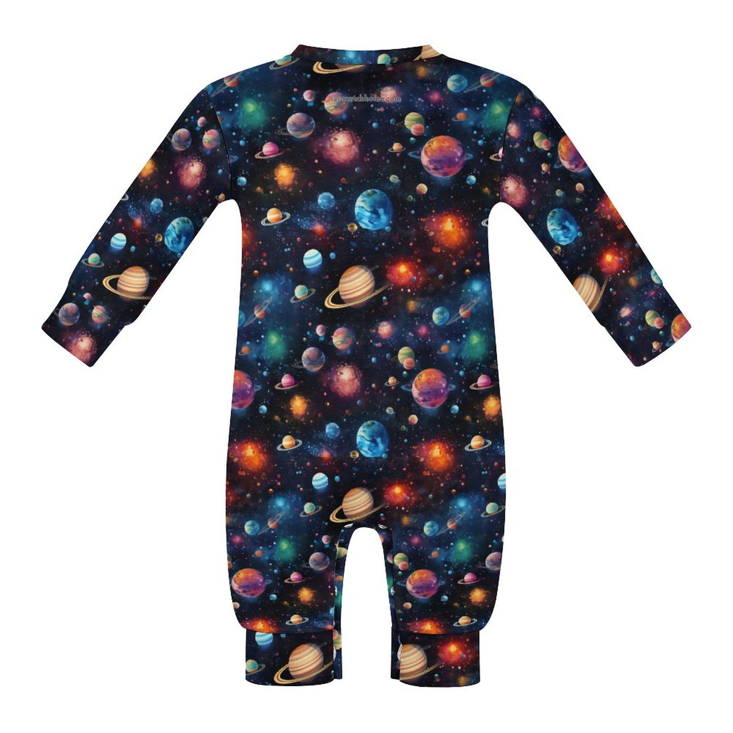 12 Galaxy / Outer Space, Long Sleeve Baby / Toddler Romper, Faux Cotton