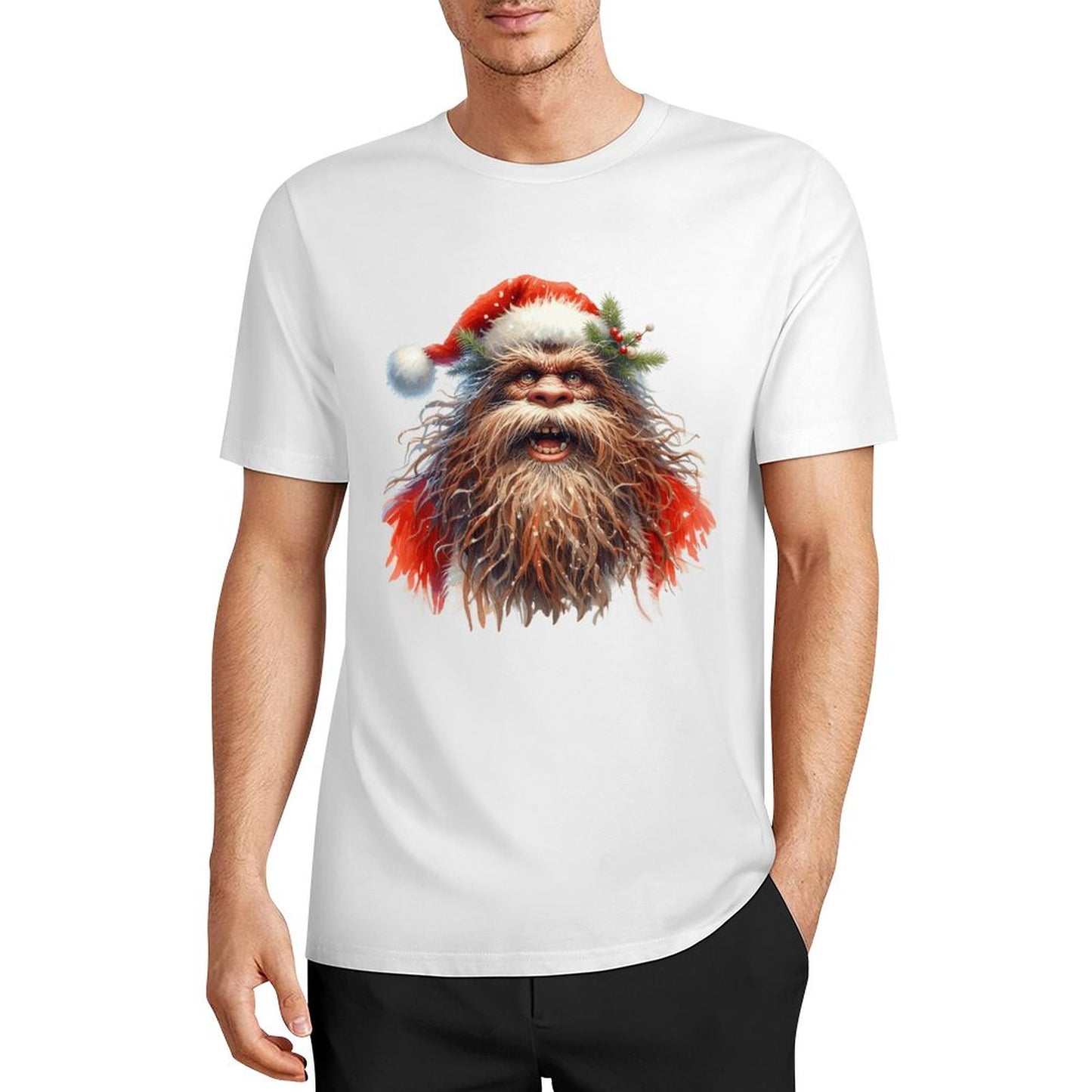 Bigfoot - Sasquatch Santa Short Sleeve Cotton T-Shirt