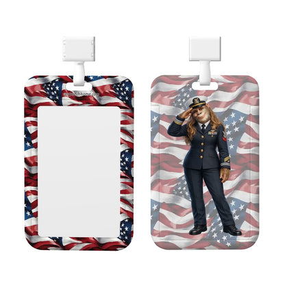 Female Marine Officer, Durable Double Sided Badge Holder