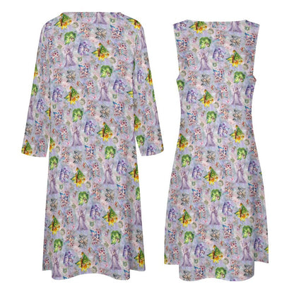 2 Piece Long Dress / Cardigan Set - Fairies