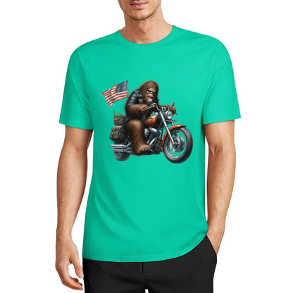 Bigfoot - Sasquatch on Motorcycle Short Sleeve Cotton T-Shirt