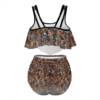 20 Bigfoot / Sasquatch Designs, Plus Size Women Bikini Flowy Ruffle Top Swimsuit