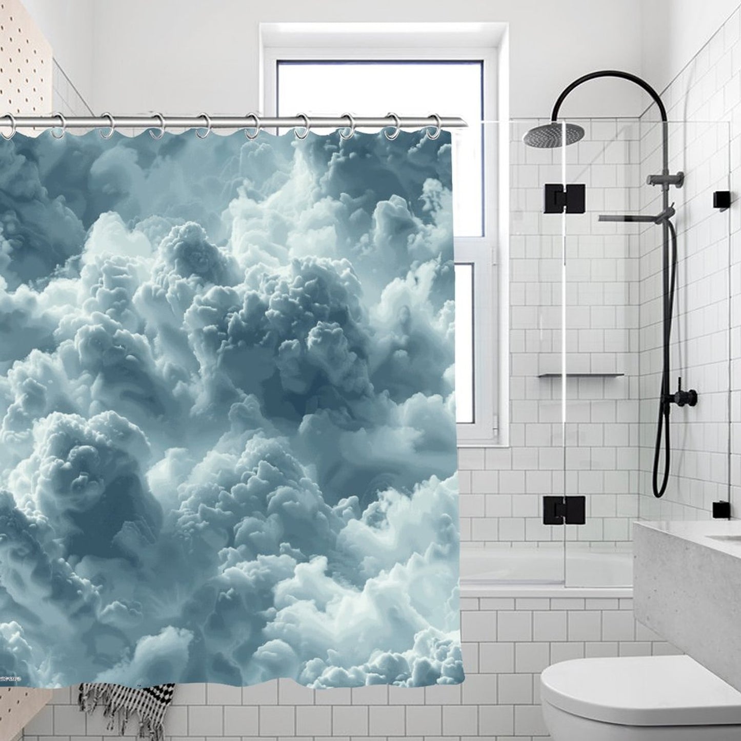 Cloudy Day Waterproof Polyester Shower Curtain
