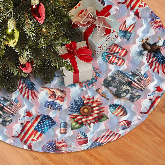 8 Patriot Designs, Plush Christmas Tree Skirt – 3 Sizes