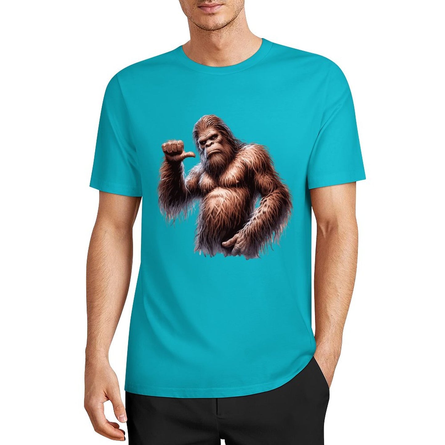 Bigfoot - Sasquatch Pointing at self Short Sleeve Cotton T-Shirt