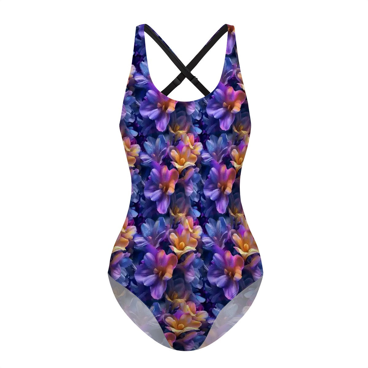 10 Beautiful Flower Designs, Cross-Back One Piece Swimsuit