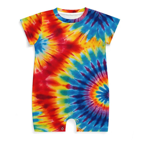 15 Tie Dye Designs, Faux Cotton Short Sleeve Baby Bodysuit Romper