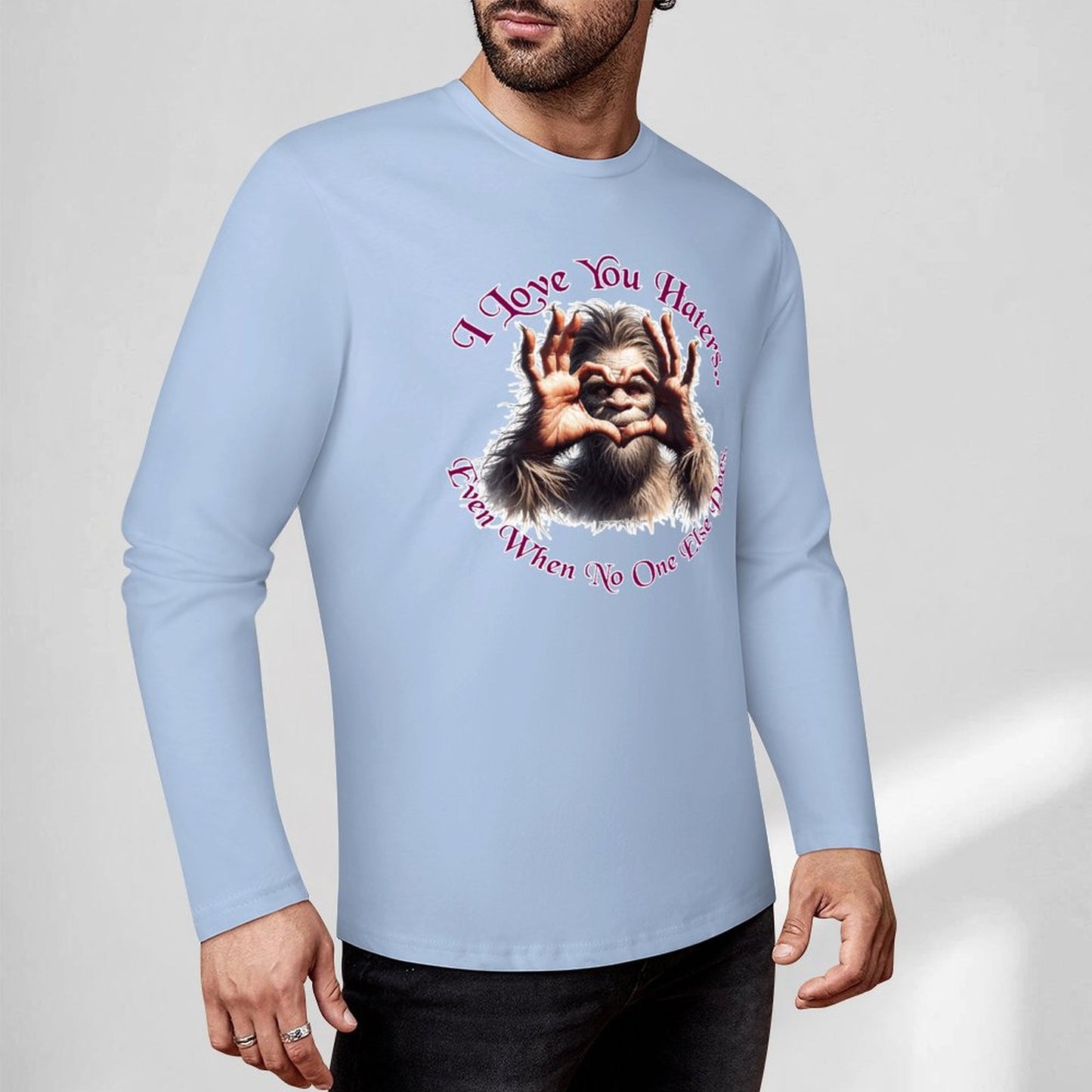 Bigfoot - Sasquatch "I love you.", Cotton Unisex Long Sleeve T-shirt