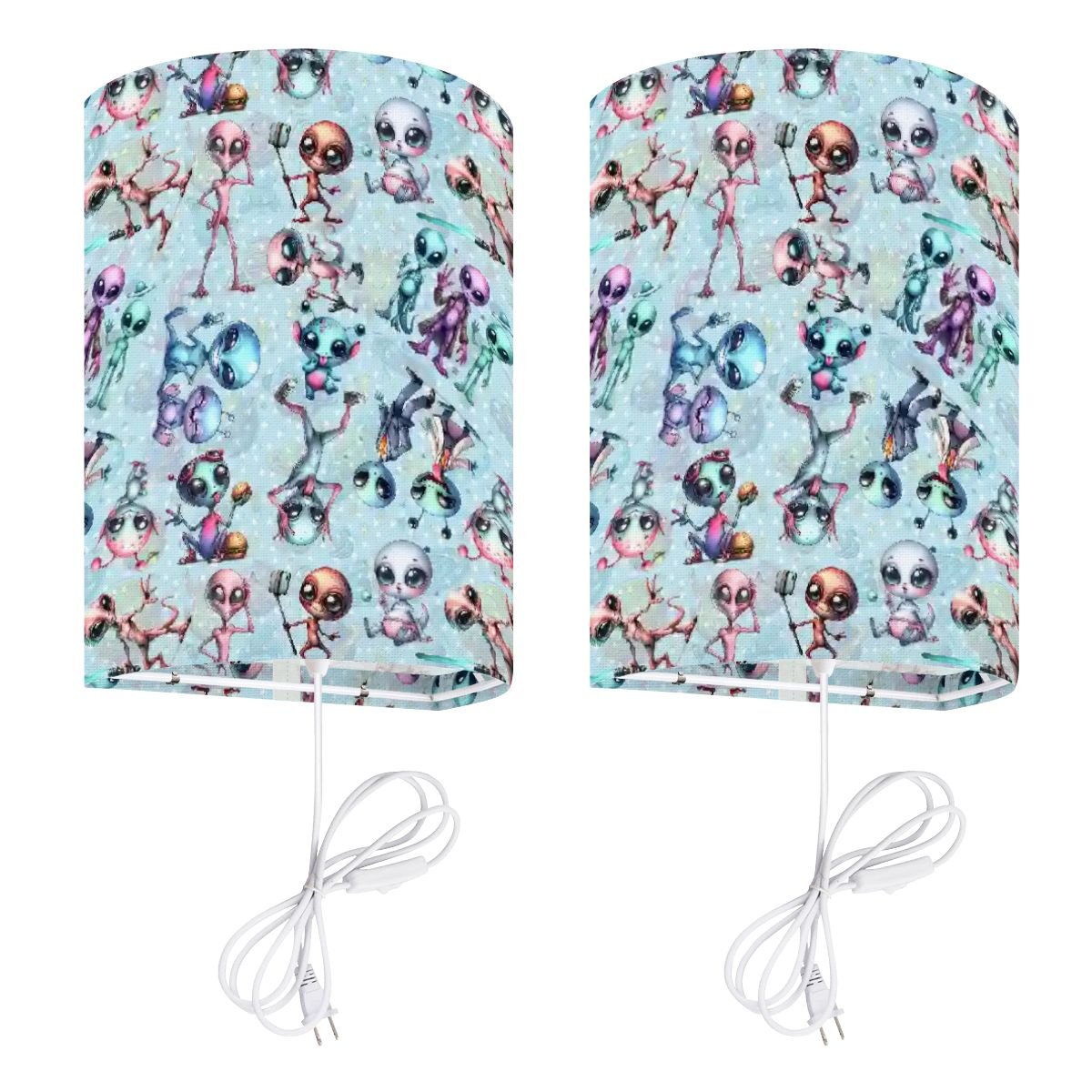 6 Alien Designs, Wall Sconces, Set of 2, Plug In