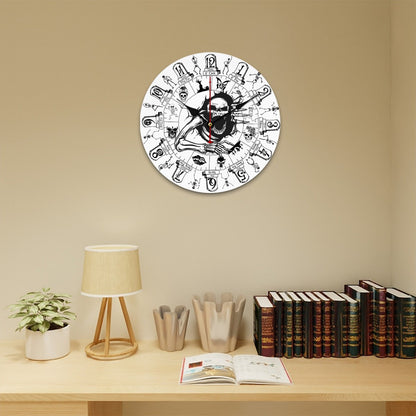 B & W Wooden Round Clock - 5 Sizes