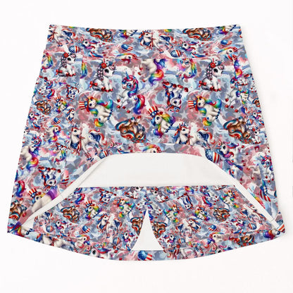 8 Patriotic Designs, Women’s Milk Silk Sports Skorts with Pockets