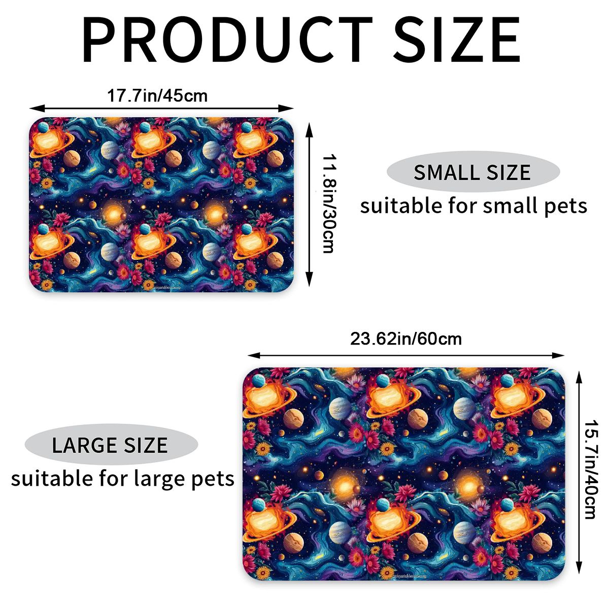 12 Galaxy / Outer Space Designs, Waterproof Pet Food Mat