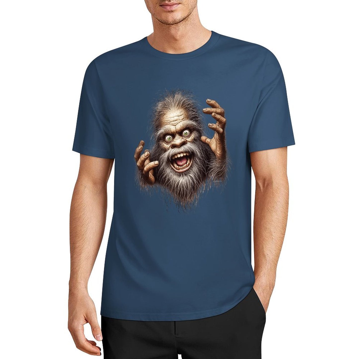 Bigfoot - Sasquatch Crazy Hands Short Sleeve Cotton T-Shirt