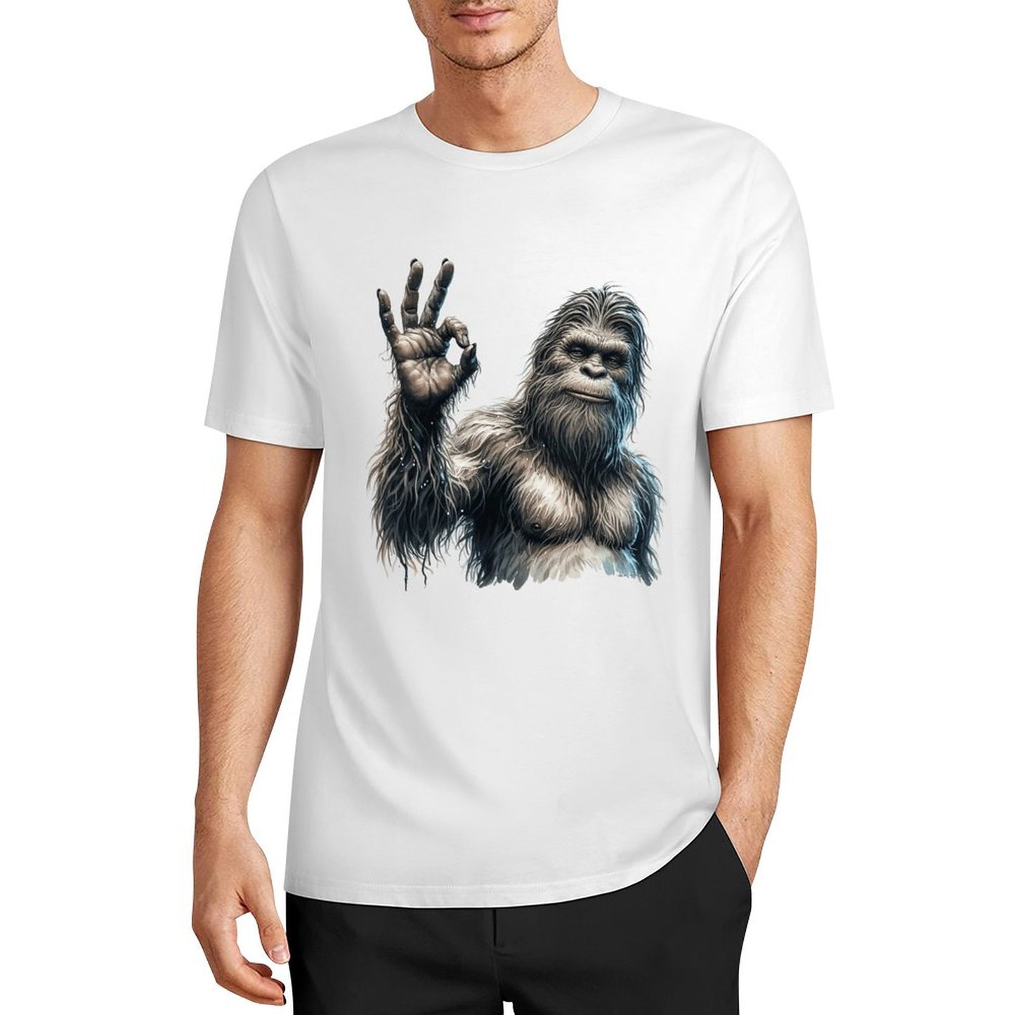 Bigfoot - Sasquatch "Ok" Short Sleeve Cotton T-Shirt