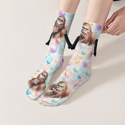 Bigfoot Magnetic Holding Hands Funny Socks – PERSONALIZE FREE