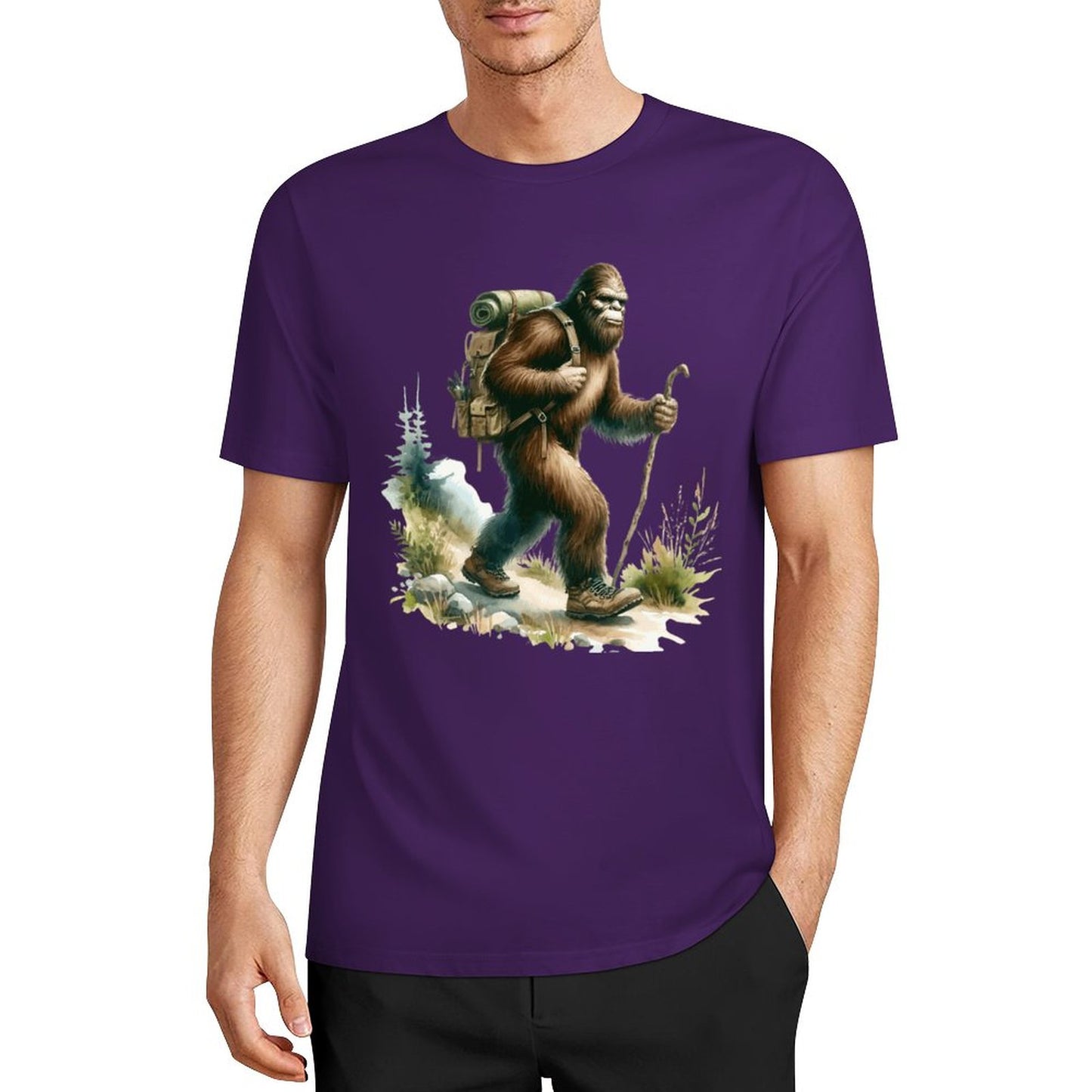 Bigfoot - Sasquatch Hiking Short Sleeve Cotton T-Shirt