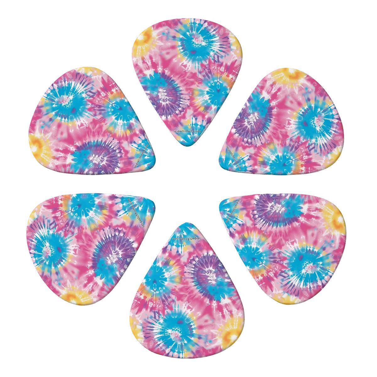 6 Guitar Picks with Keychain Snap Case - Tie Dye – 3 Thicknesses