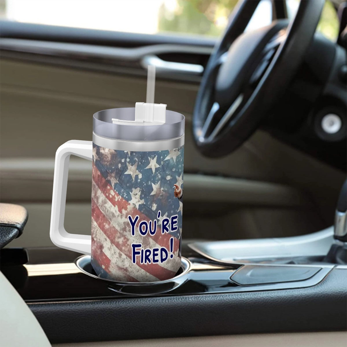 Donald Trump "You're Fired", Themed 40 oz Travel Coffee Mug with a Straw