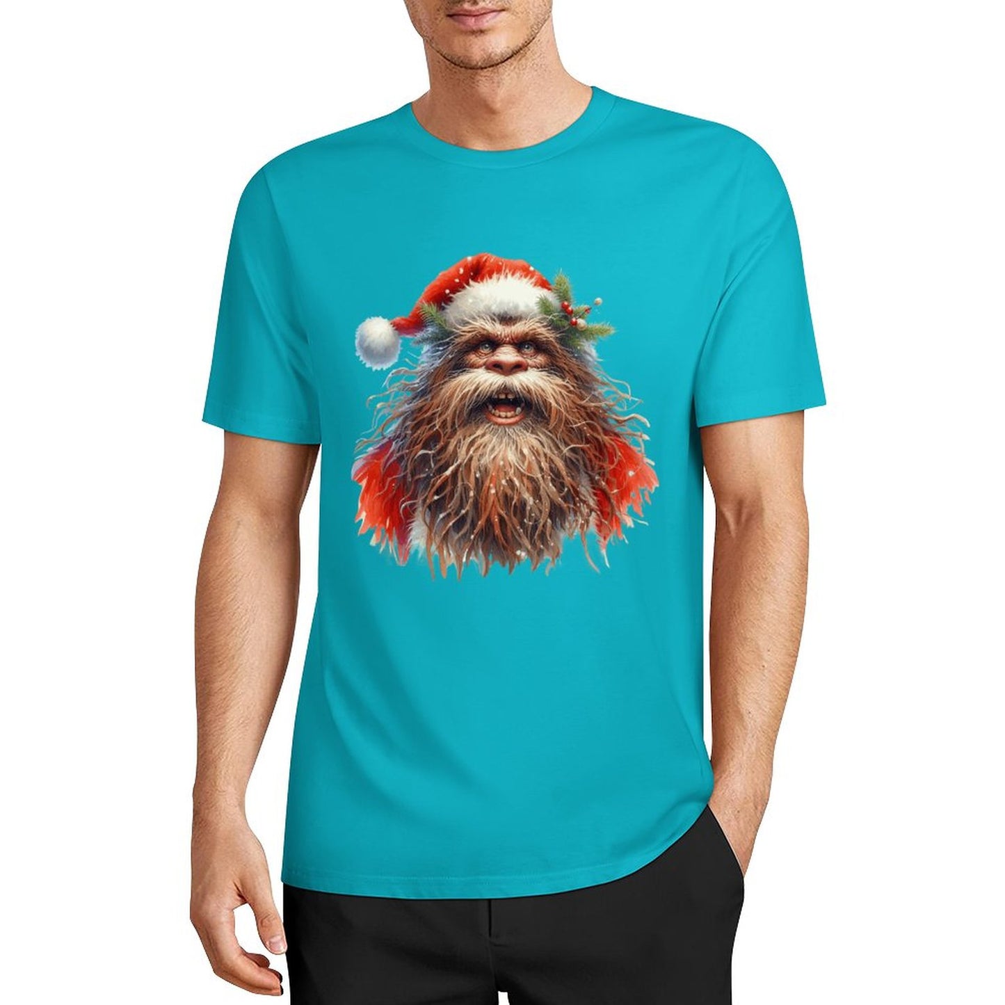 Bigfoot - Sasquatch Santa Short Sleeve Cotton T-Shirt