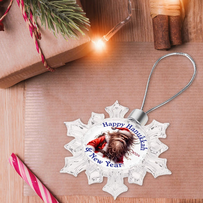 Bigfoot Sasquatch "Happy Hanukkah" Christmas Snowflake Decorations