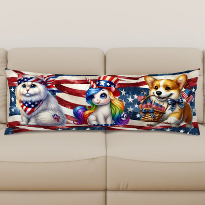 Patriotic Critters, Long Body Pillow Case