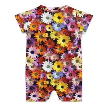 Bigfoot / Sasquatch Flowers, Faux Cotton Short Sleeve Baby Bodysuit Romper