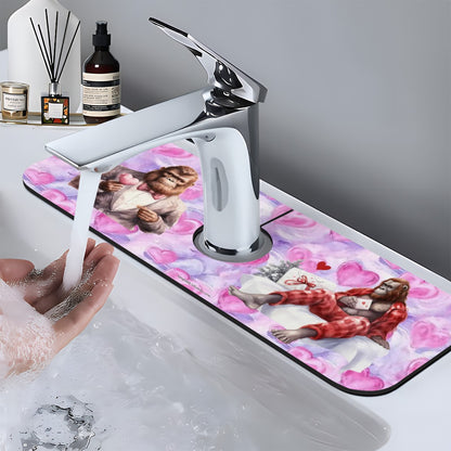 Bigfoot / Sasquatch Valentine, Love, Faucet Mat