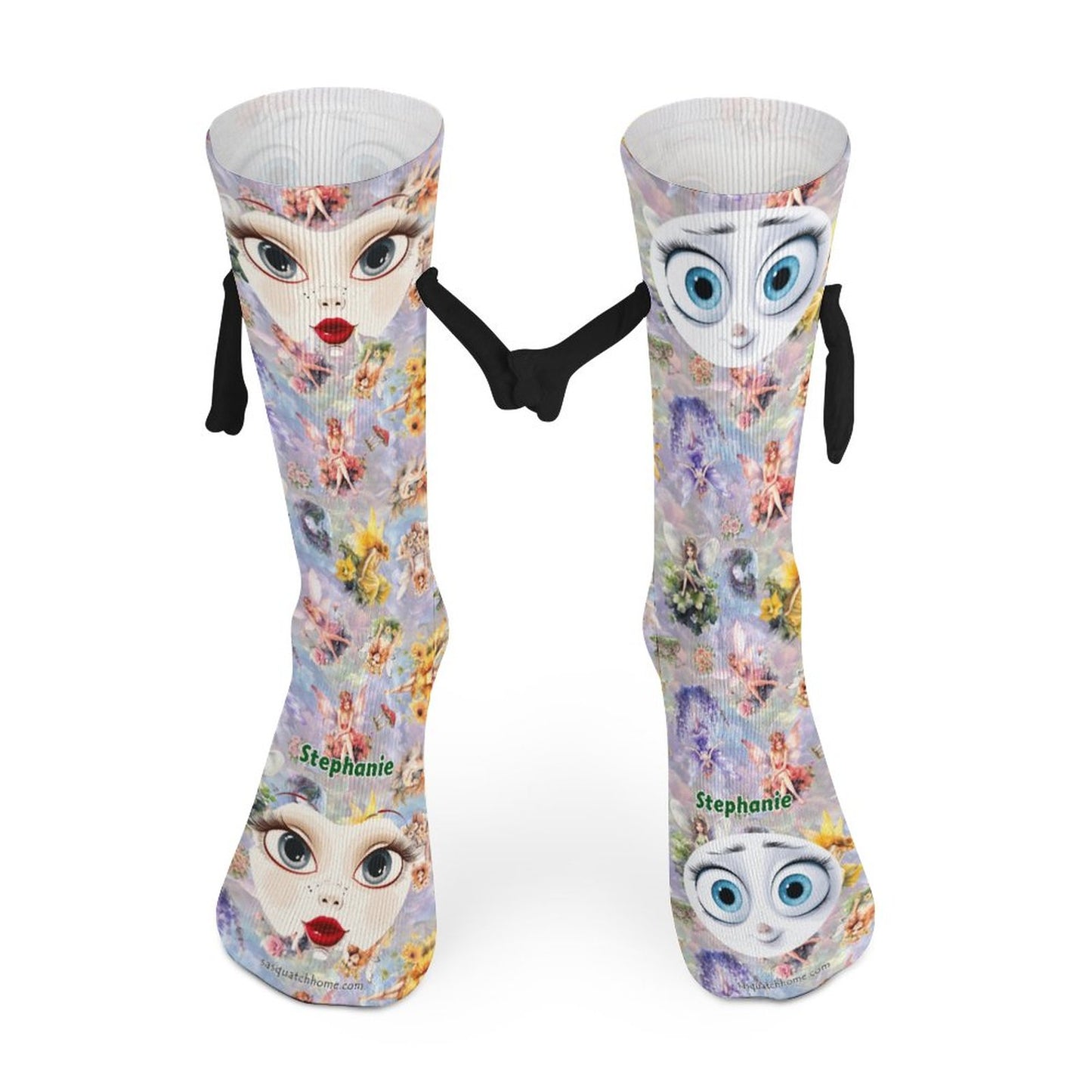 Girl Faces, Magnetic Holding Hands Funny Socks – PERSONALIZE FREE