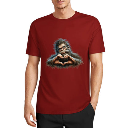 Bigfoot - Sasquatch Heart Hands Short Sleeve Cotton T-Shirt