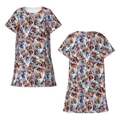 8 Patriot Designs Women’s Loose Fit Short Sleeve Night Gown
