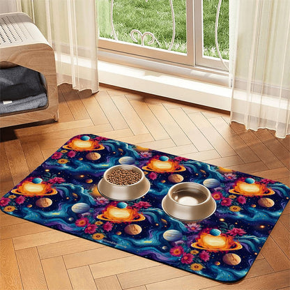12 Galaxy / Outer Space Designs, Waterproof Pet Food Mat