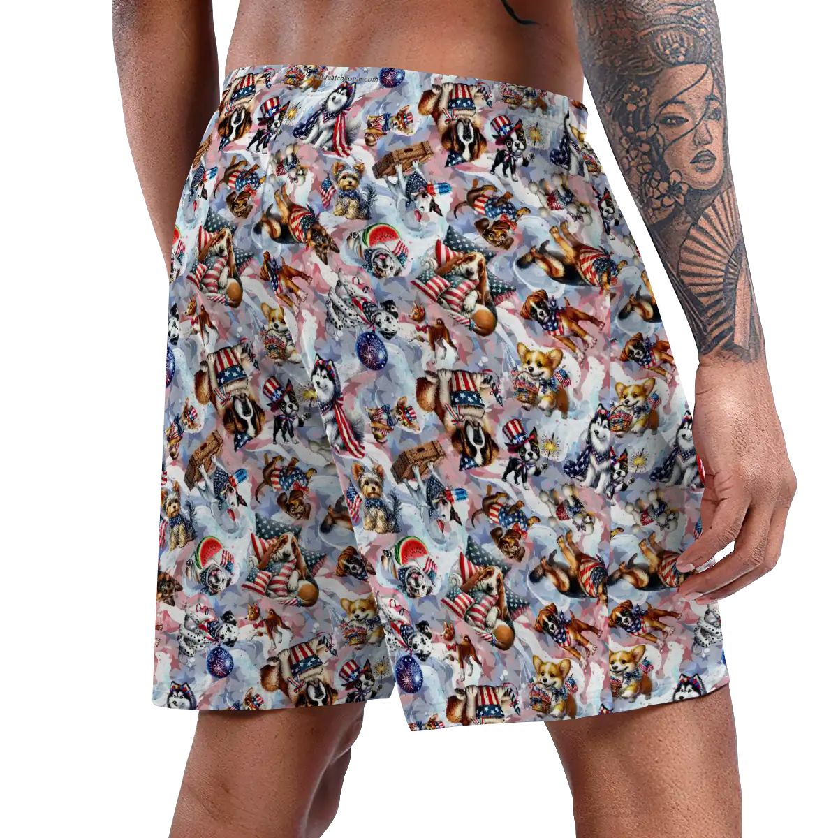 8 Patriotic Designs, Men’s Polyester, pocketed, pajama Shorts