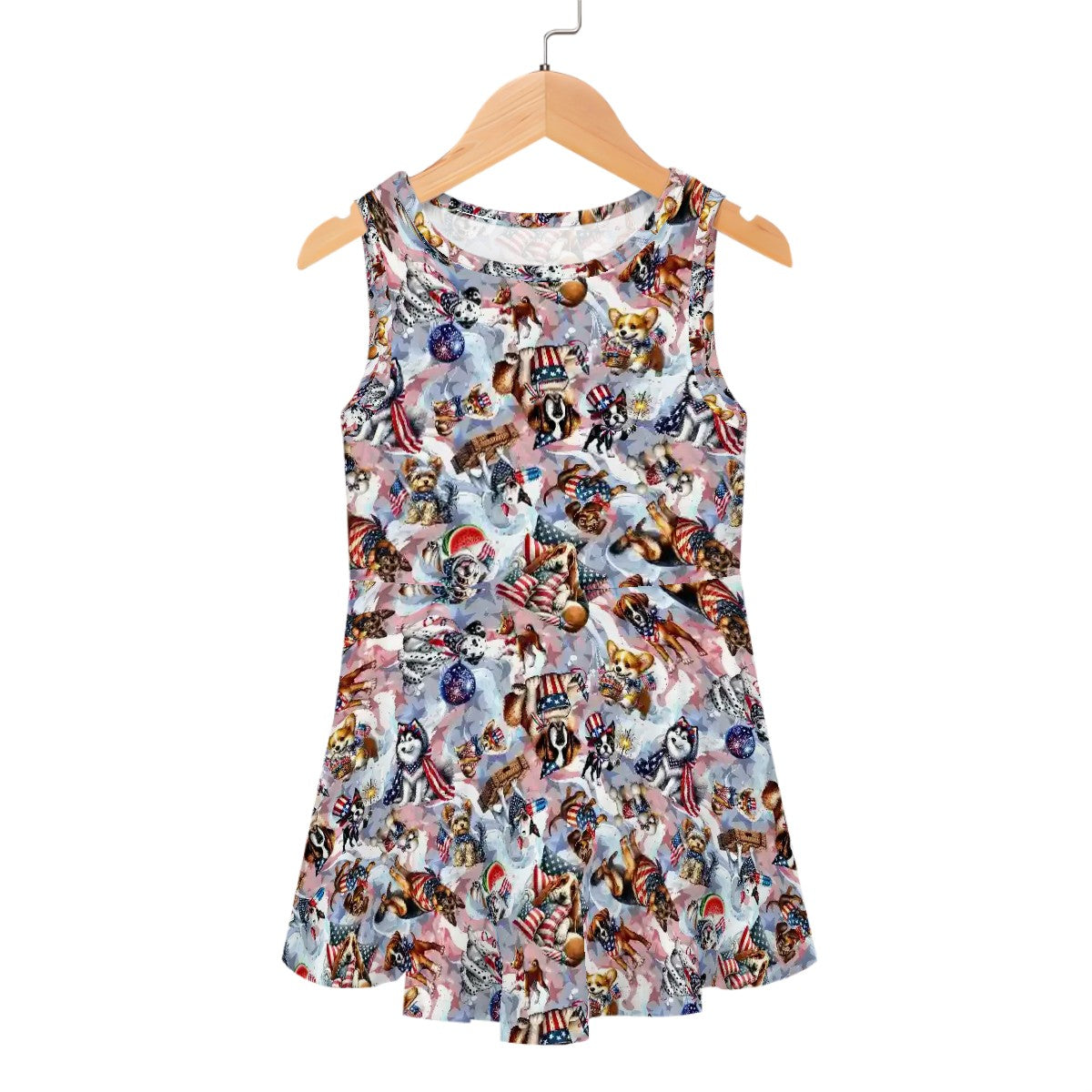 8 Patriotic Designs, Girl’s Sleeveless Dress, Unicorns, Dogs, Cats, Eagles