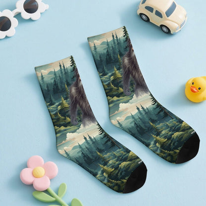 Bigfoot Sasquatch Blow Kiss, Children’s Polyester Socks