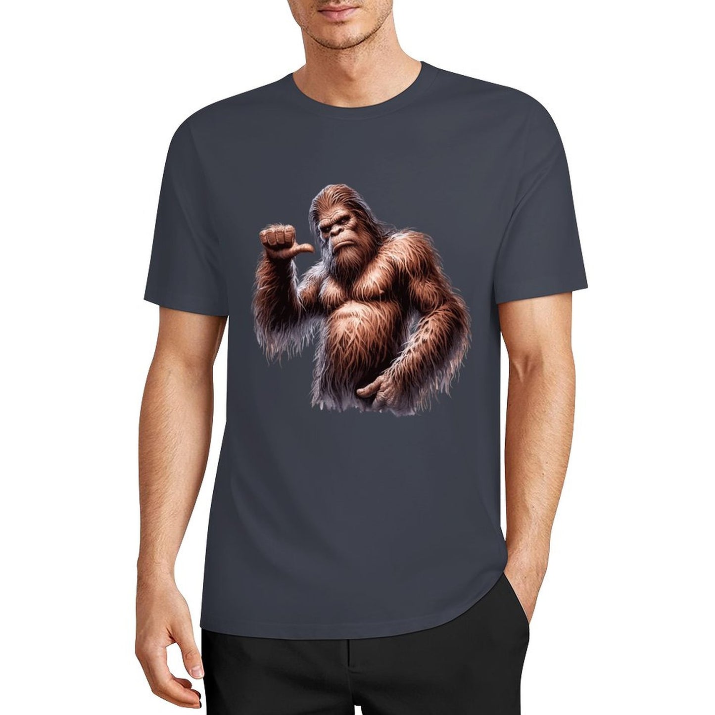 Bigfoot - Sasquatch Pointing at self Short Sleeve Cotton T-Shirt