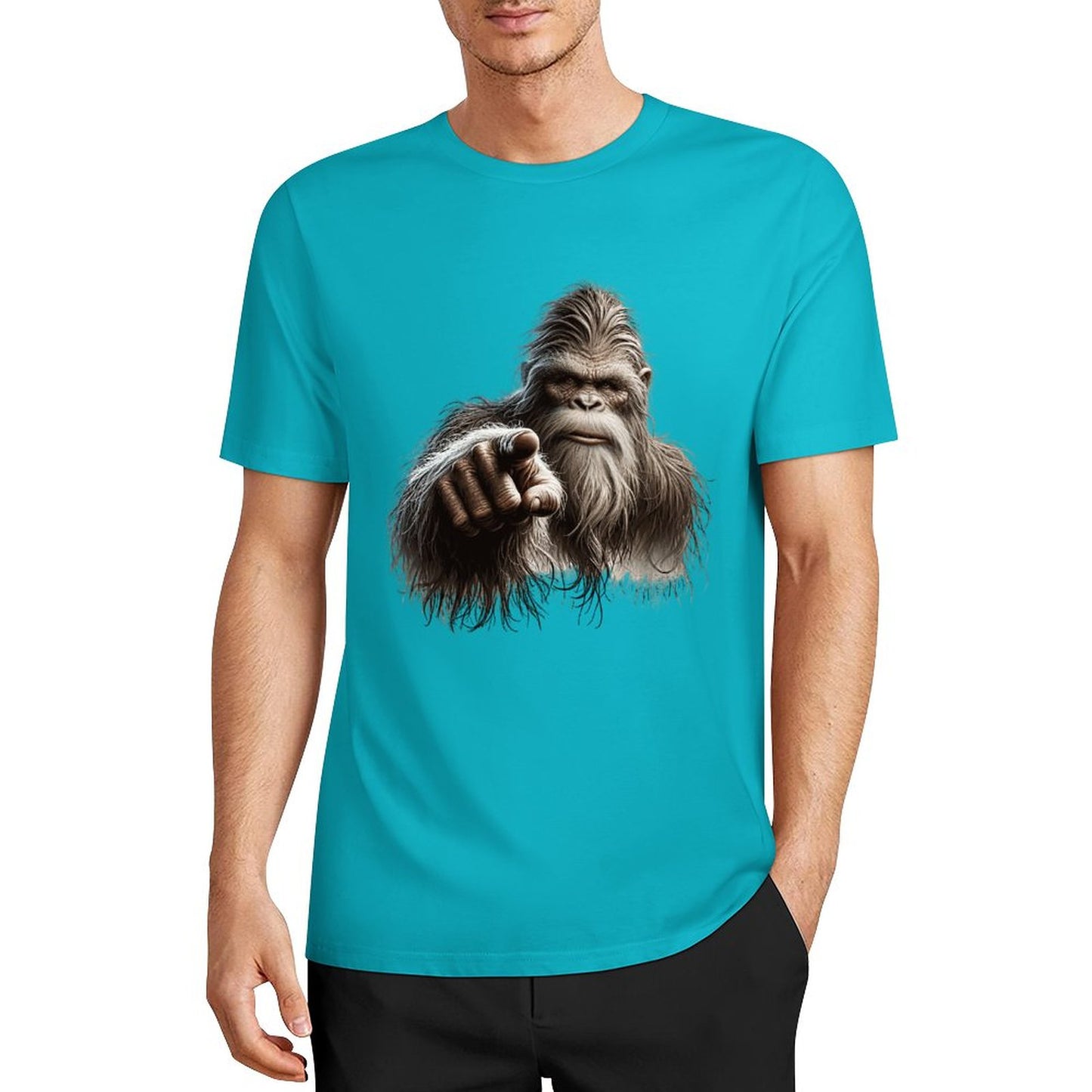 Bigfoot - Sasquatch Pointing Short Sleeve Cotton T-Shirt