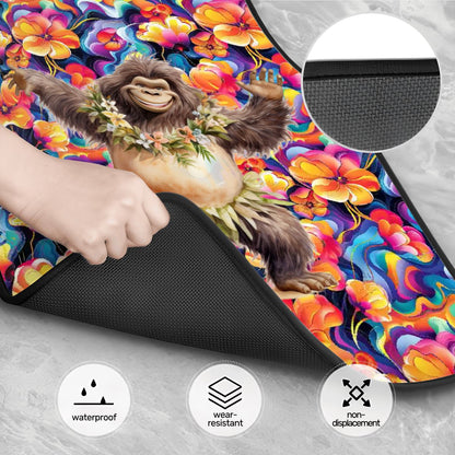 Hawaiian Dancing Bigfoot / Sasquatch Designs, 4 Piece Auto Floor Mats